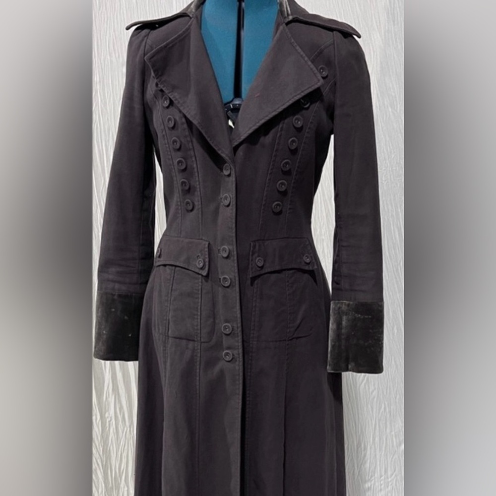 Elevenses Anthropologie Victorian Steampunk Long Trench Duster Coat size 4